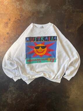 Vintage 80s Ken Done Australia Down Under Sun Art Graphic Crewneck Sweatshirt